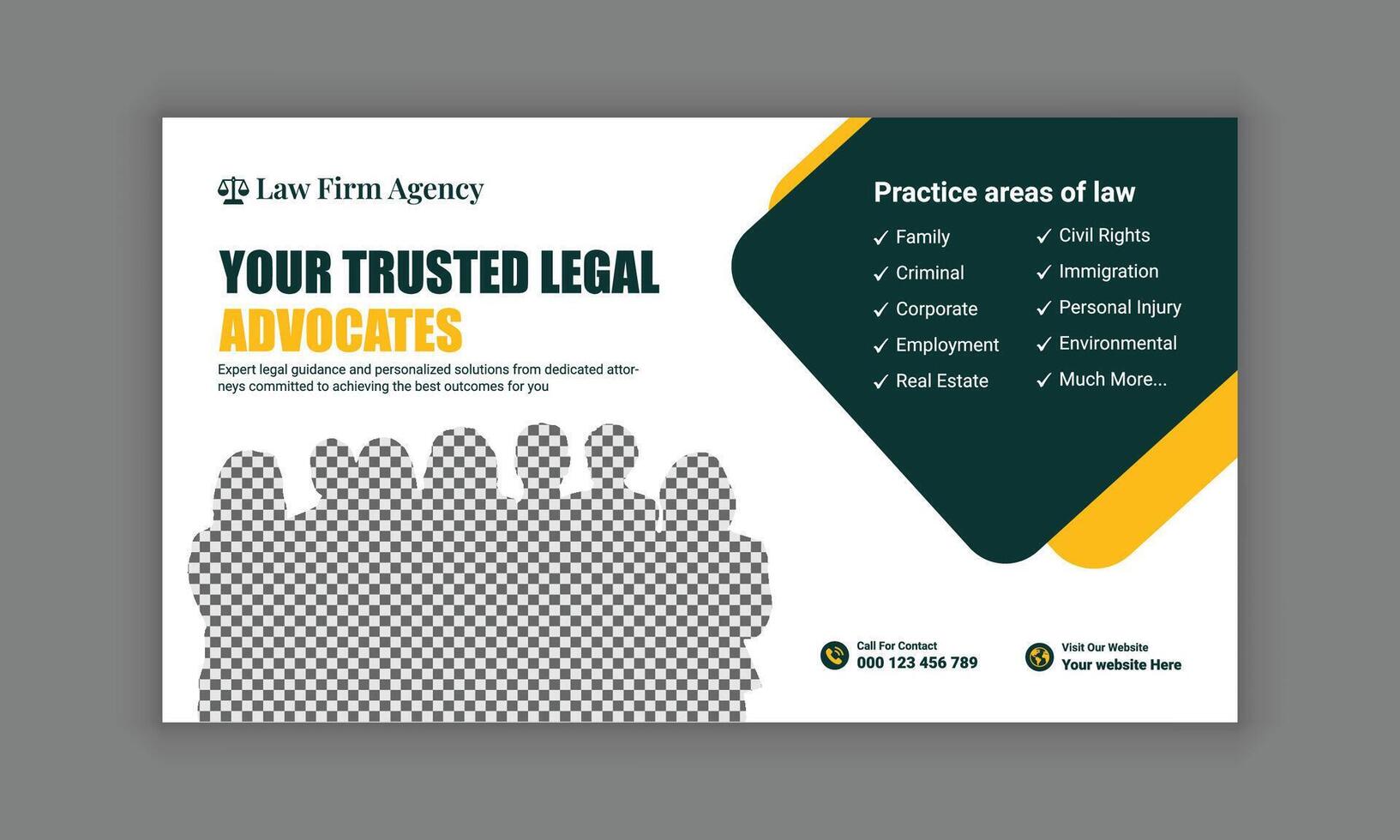 Law firm services social media post design or law consulting web banner template, and Instagram post or square flyer template vector