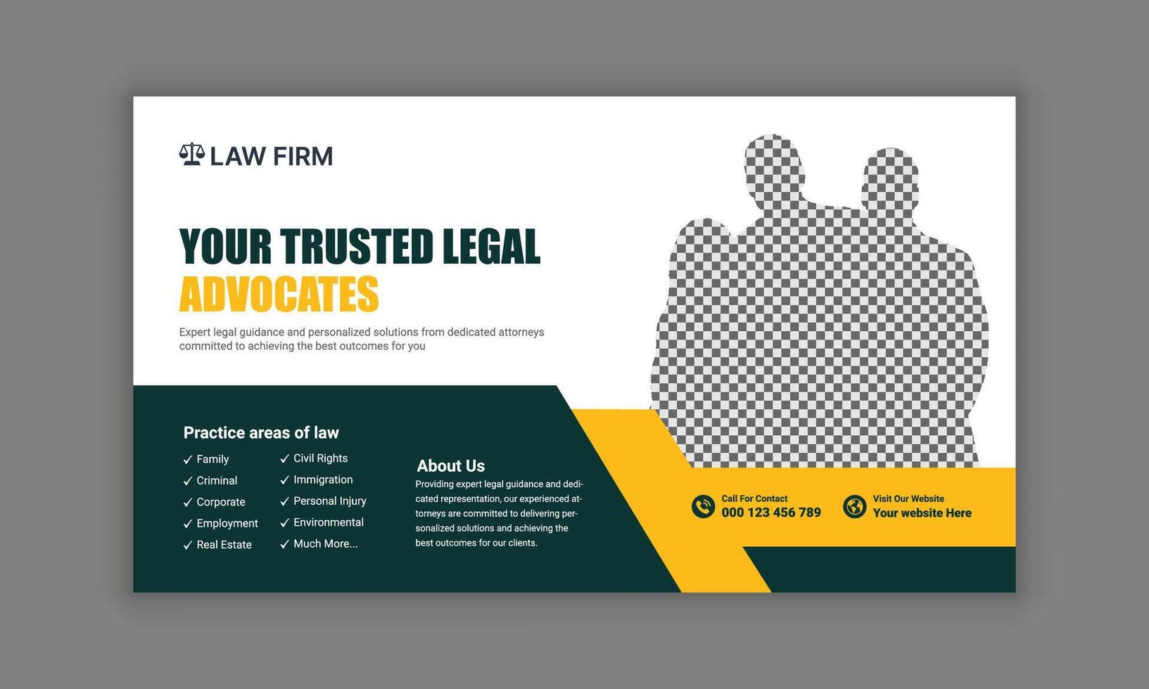 Law firm services social media post design or law consulting web banner template, and Instagram post or square flyer template vector
