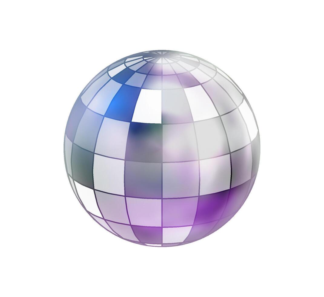 Disco ball in 3d style isolated on white background. 3d disco ball background with stars and glitter. Music dance illustration. vector