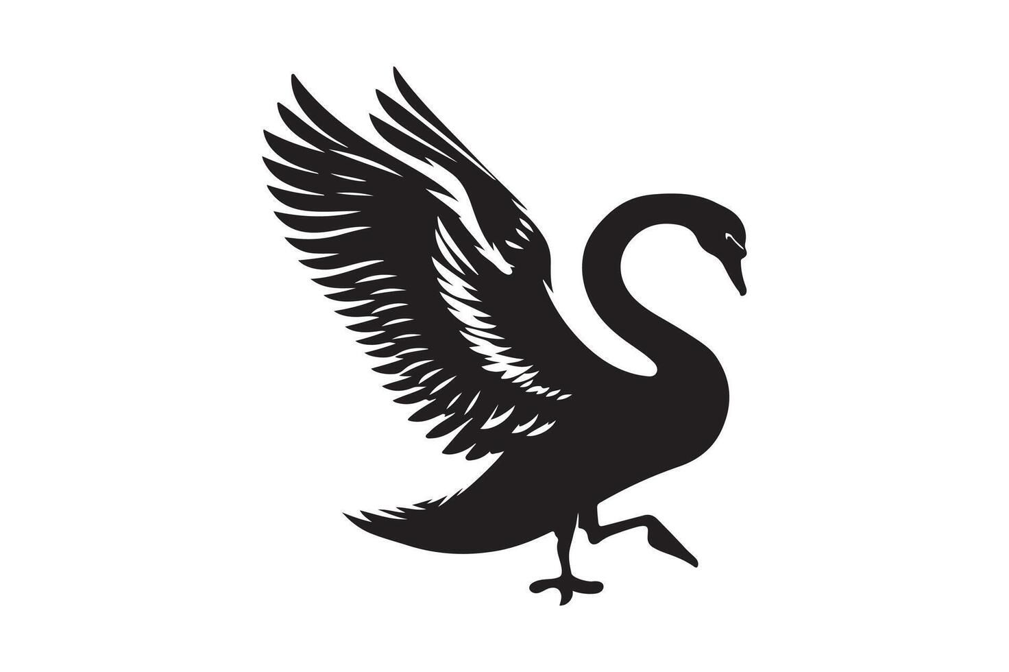 Swan silhouette art illustration. vector