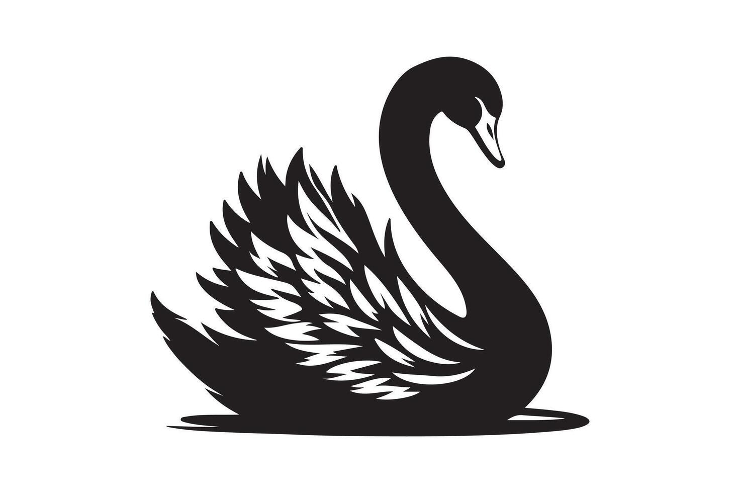 Swan silhouette art illustration. vector