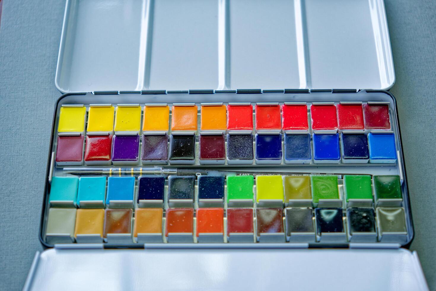 Handmade watercolor paints photo