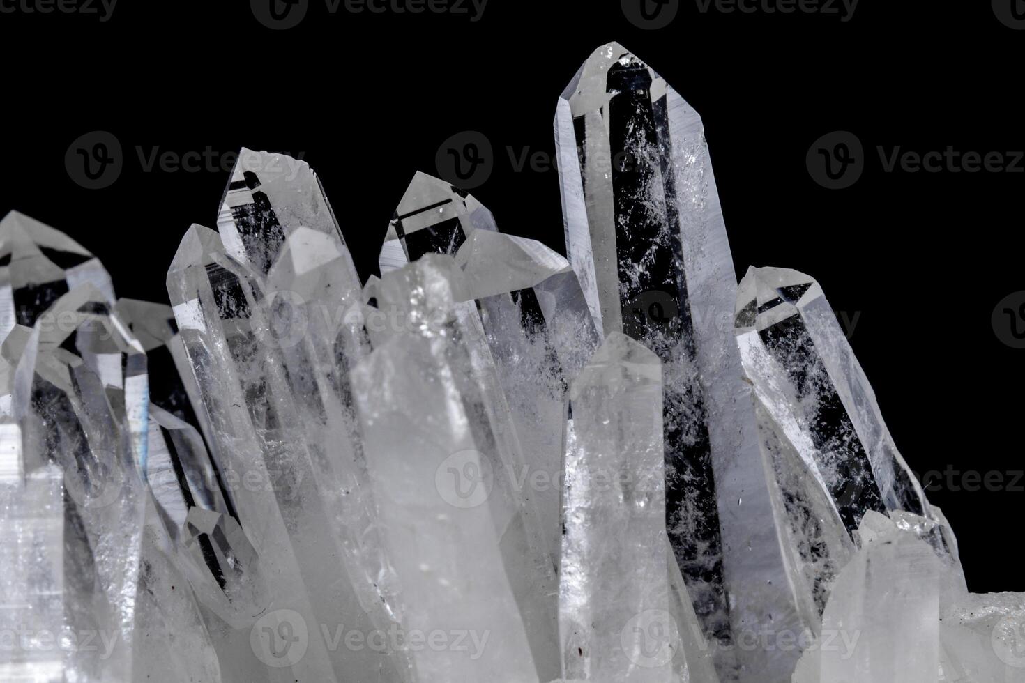 Macro Mineral Stone Rhinestone in Crystals on a Black Background photo