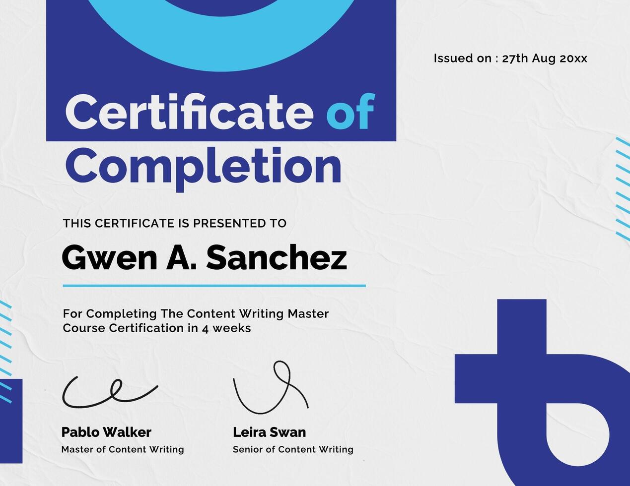 Online Course Certificate Template