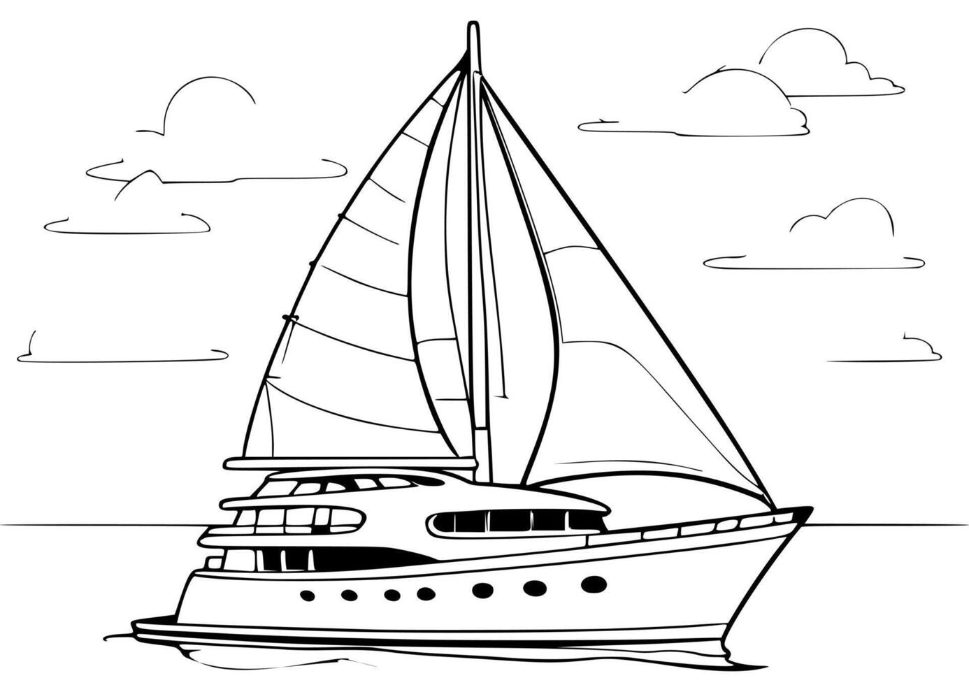 yacht transportation coloring book for kids vector