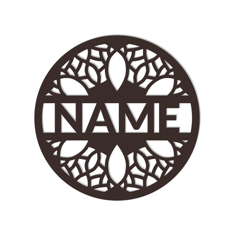 nursery Mandala Flower Name Sign Custom Wall Art Design, vector