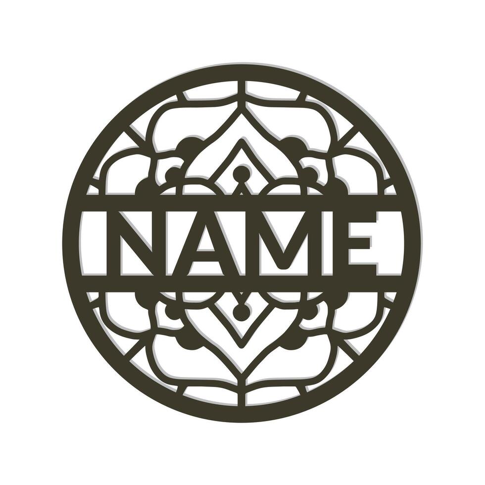 nursery Mandala Flower Name Sign Custom Wall Art Design, vector