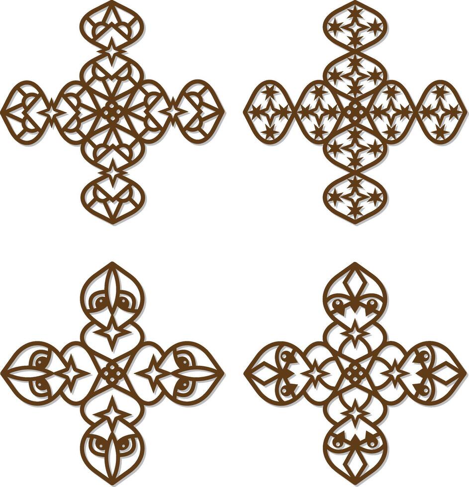 Cnc Laser Cut Moroccan wall Art Metal Geometric Shapes design set vector