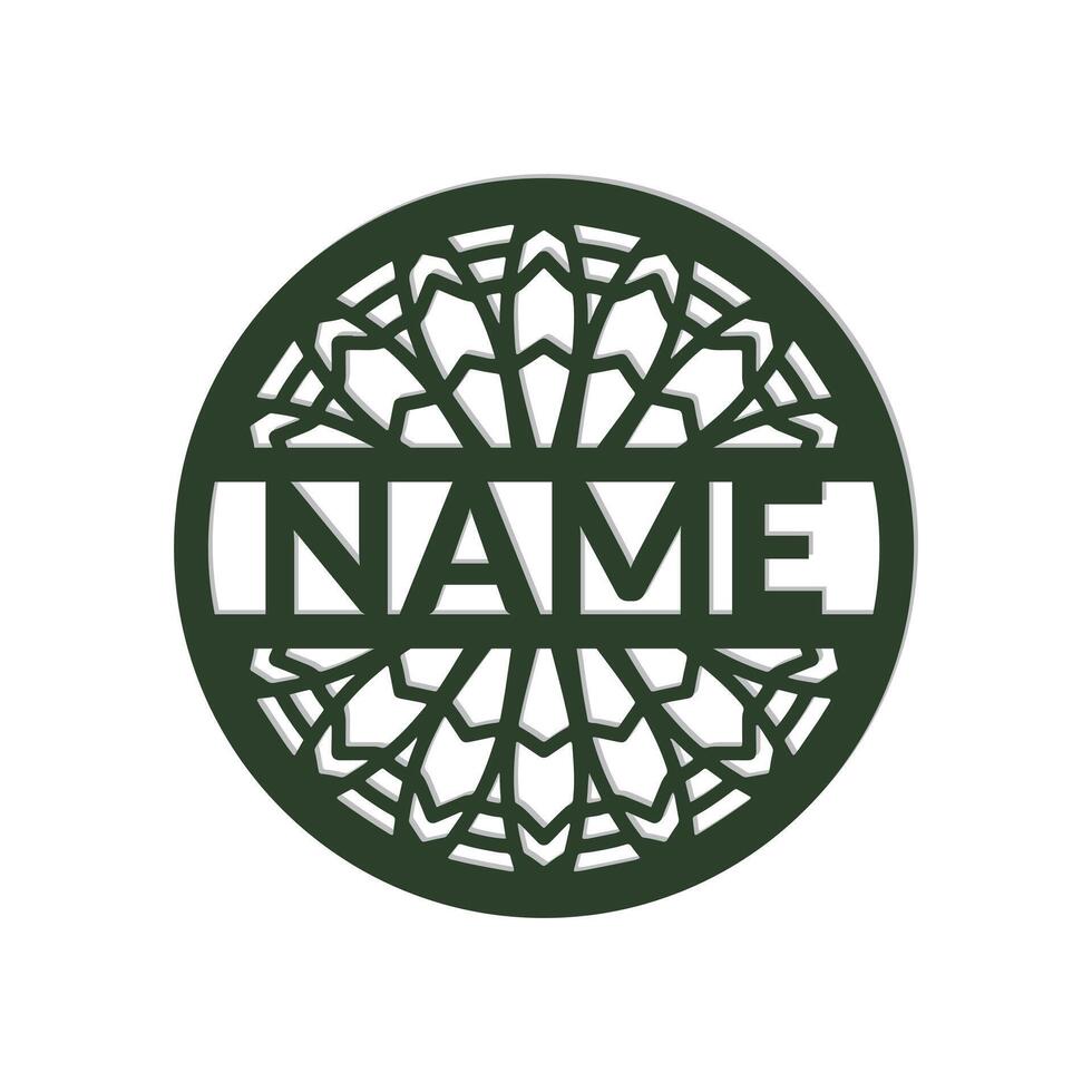 nursery Mandala Flower Name Sign Custom Wall Art Design, vector
