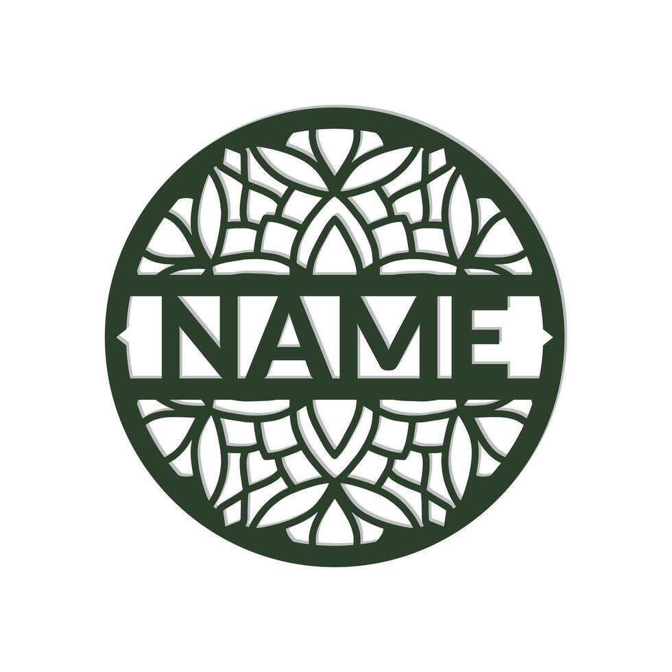 nursery Mandala Flower Name Sign Custom Wall Art Design, vector