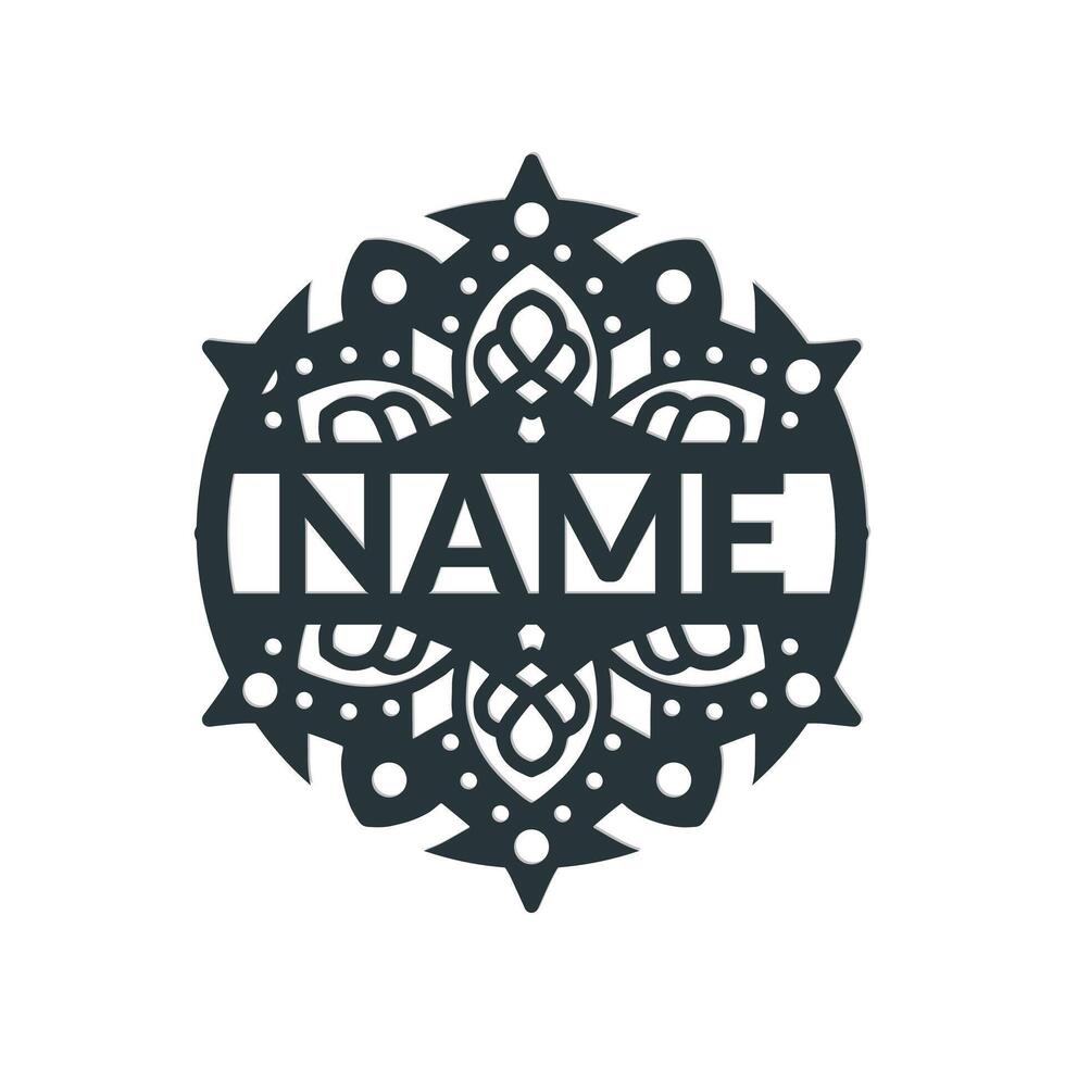 nursery Mandala Flower Name Sign Custom Wall Art Design, vector