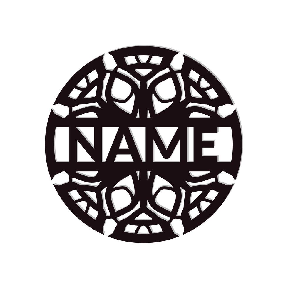 nursery Mandala Flower Name Sign Custom Wall Art Design, vector
