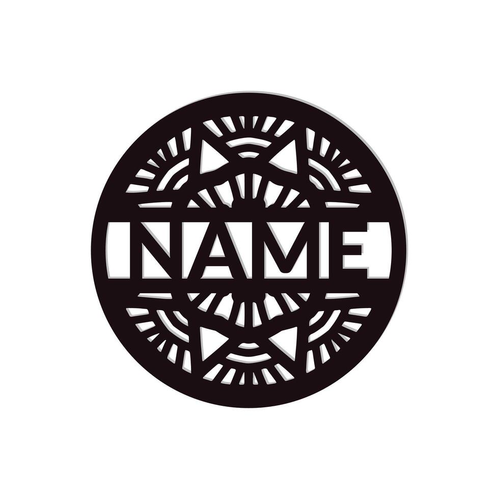 nursery Mandala Flower Name Sign Custom Wall Art Design, vector
