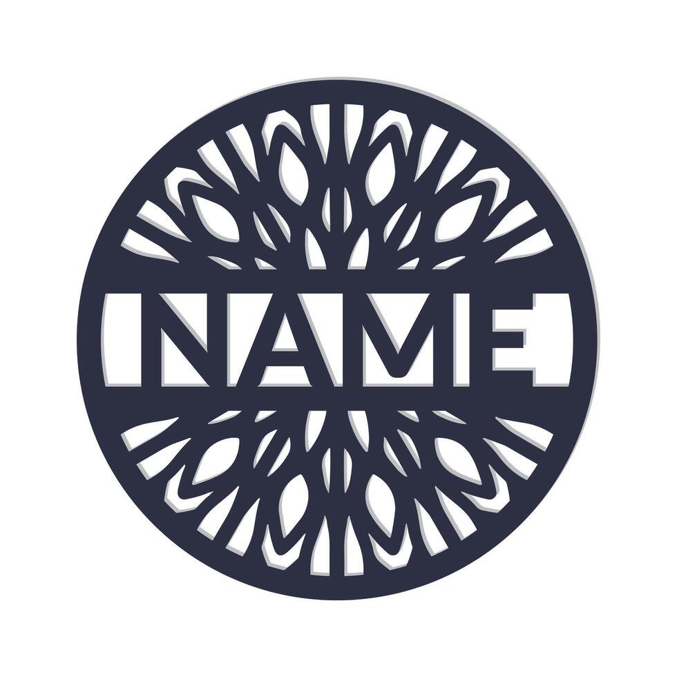 nursery Mandala Flower Name Sign Custom Wall Art Design, vector