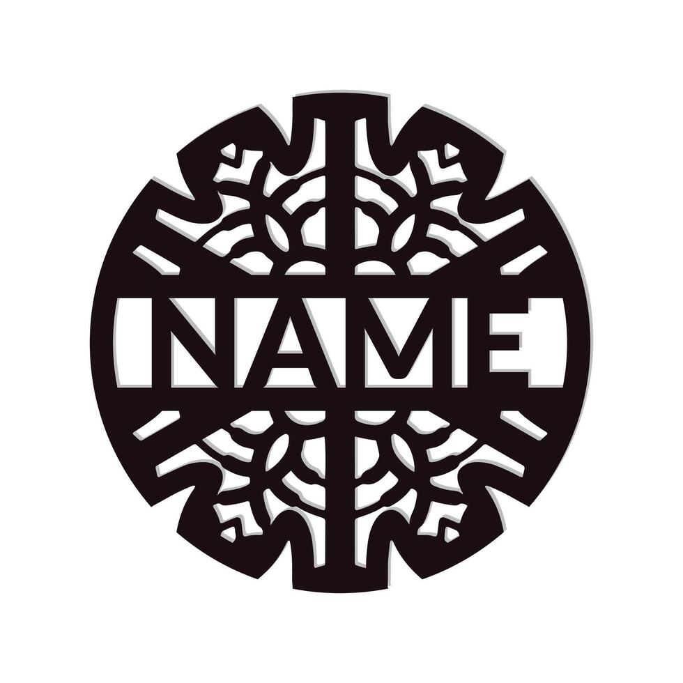 nursery Mandala Flower Name Sign Custom Wall Art Design, vector