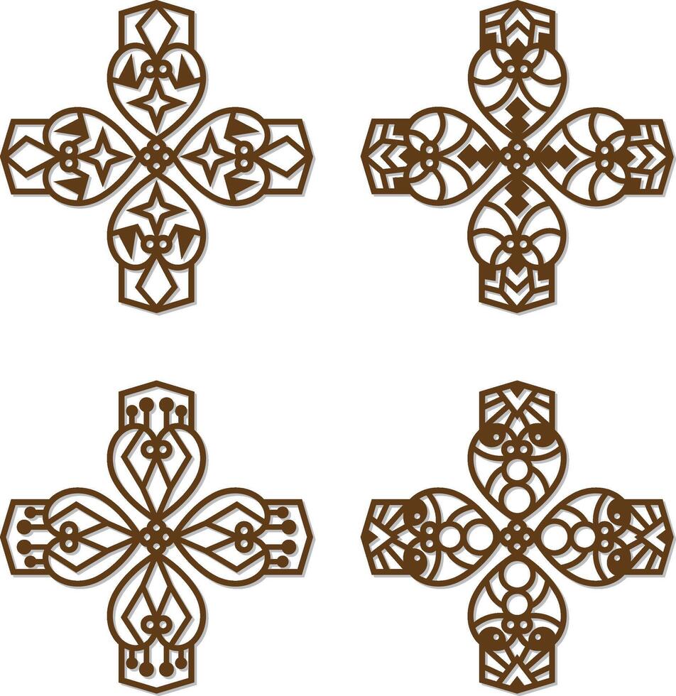 Cnc Laser Cut Moroccan wall Art Metal Geometric Shapes design set vector