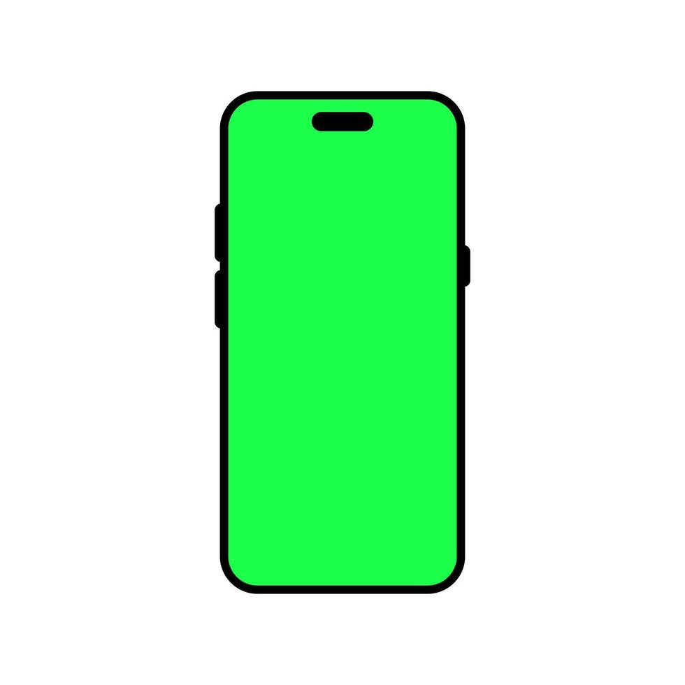 Smartphone with green screen icon. Phone mockup . Media advertising illustration vector