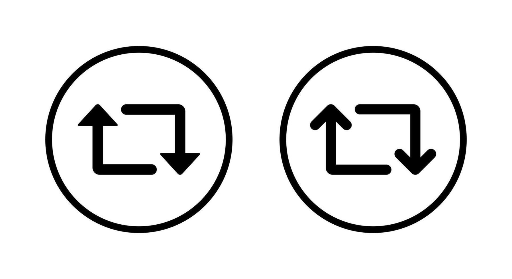 Repeat, repost icon on circle line vector