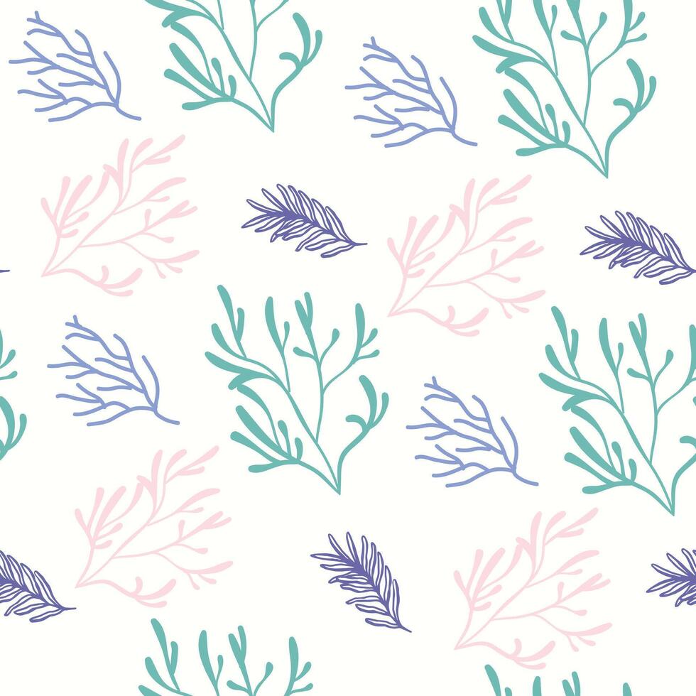Underwater sea plants pattern. Seamless pattern for textile and fabric vector