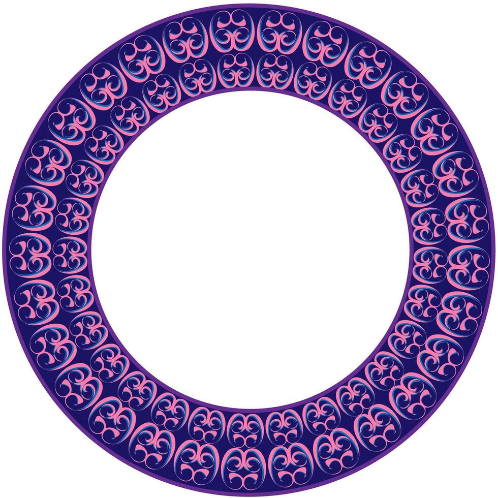 Round lilac frame decorated with a beautiful pattern on a white background vector
