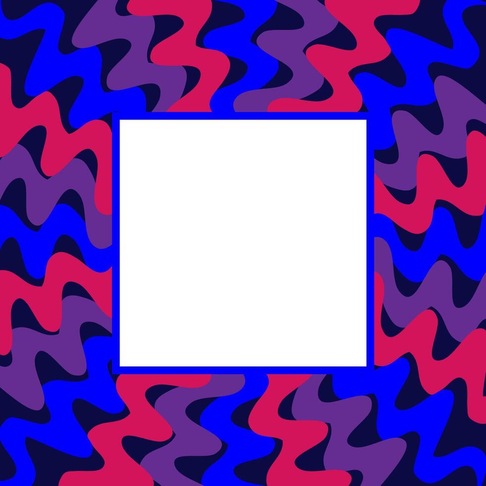A rectangular frame in pink and blue, decorated with an abstract pattern of wavy lines vector