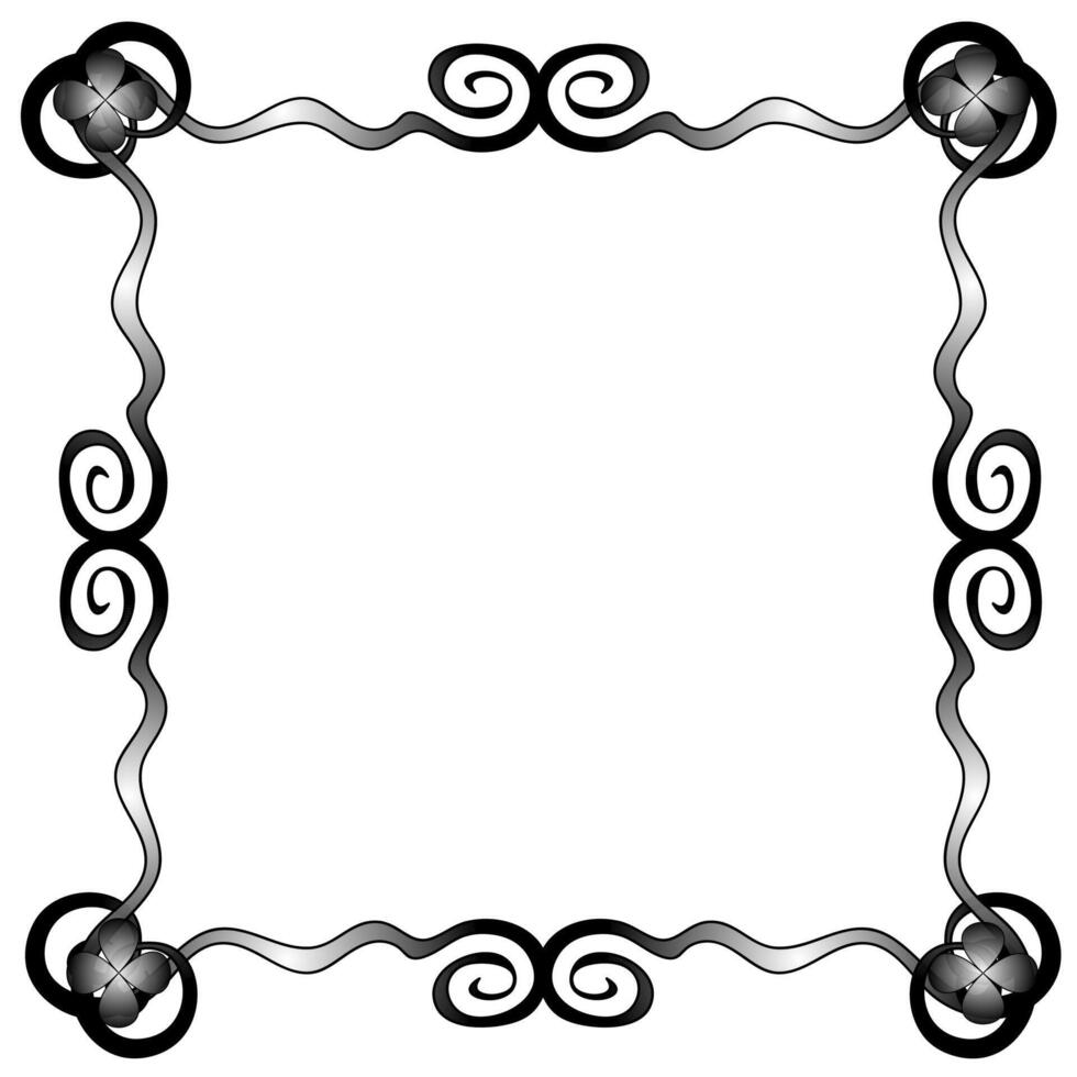 Black square frame decorated with flowers on a white background vector
