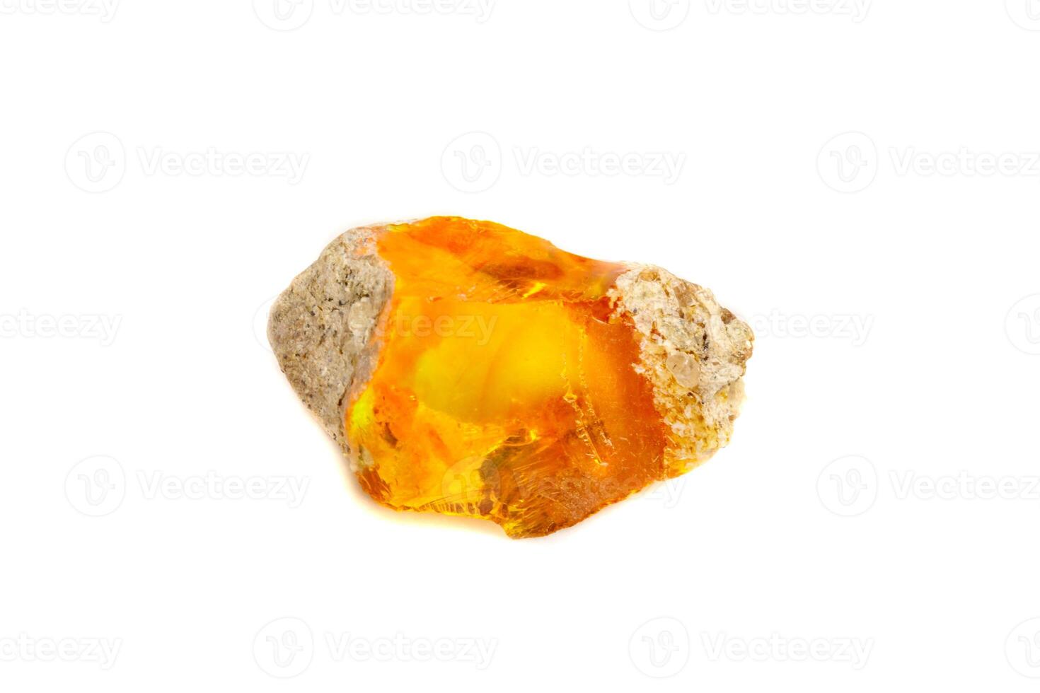 Macro Opal mineral stone in rock on white background photo
