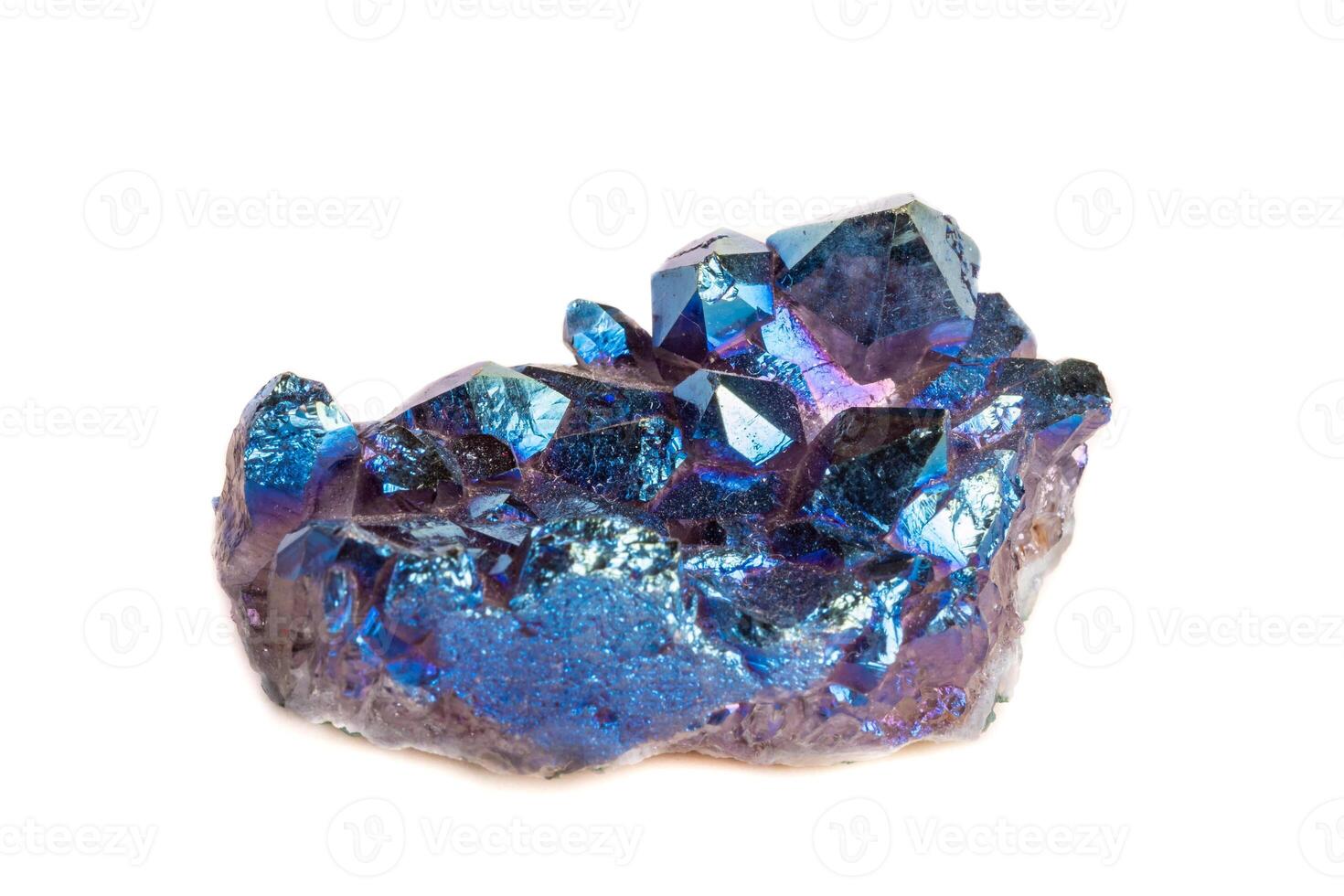 Macro mineral stone Titanium Quartz, Flame Aura Quartz on a white background photo