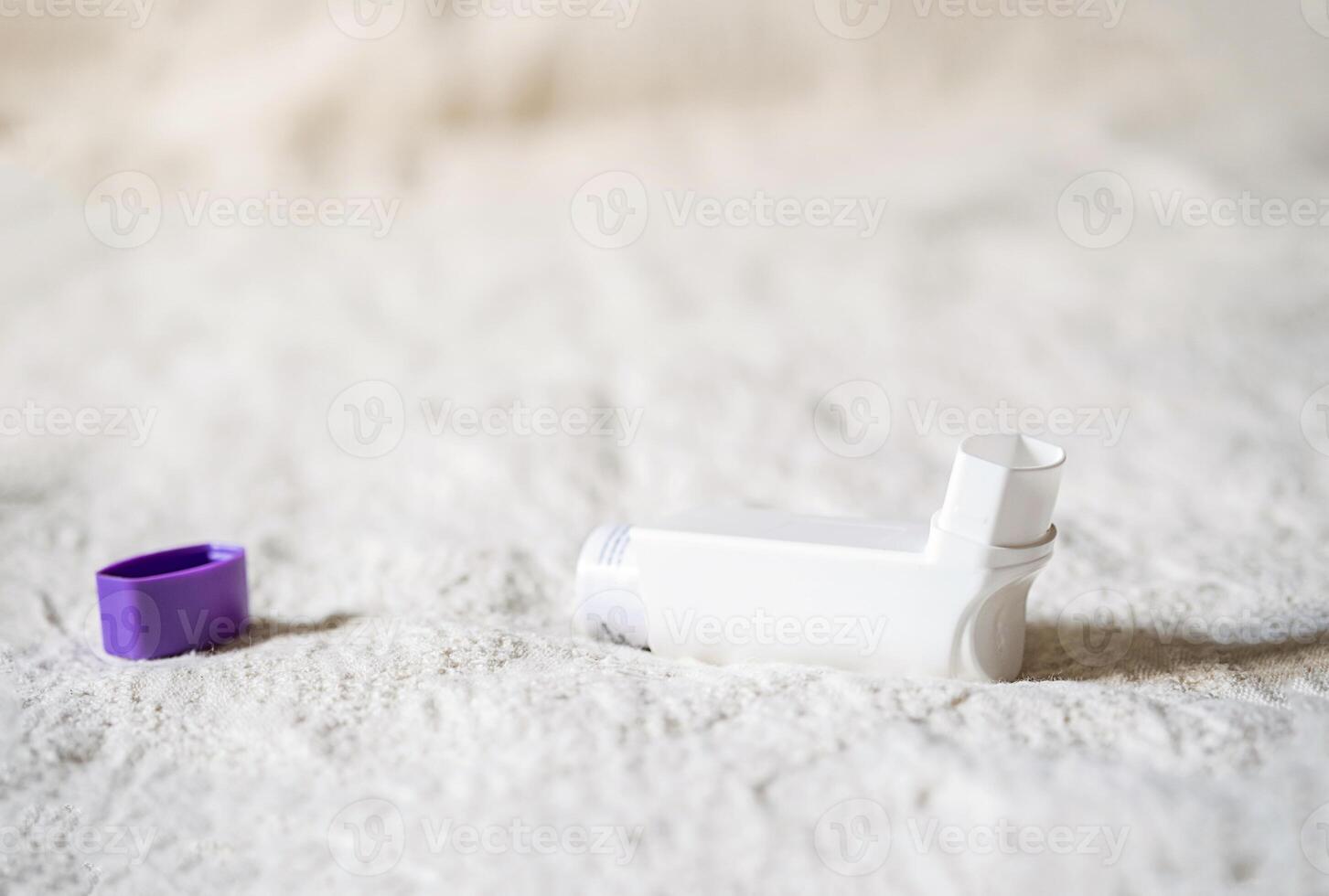Asthma medication inhaler for emergency of allergic asthma attack symptoms. photo