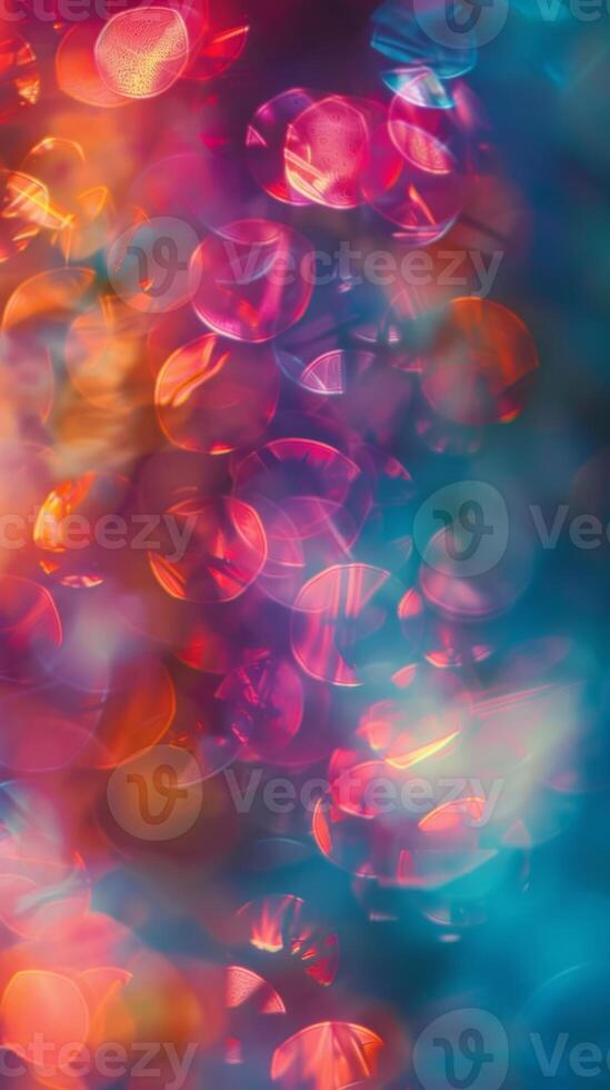 Colorful and blurred bokeh light effect background ideal for mobile wallpaper photo