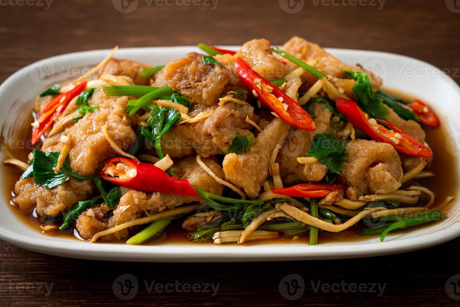 Stir Fried Fish with Chinese Celery photo