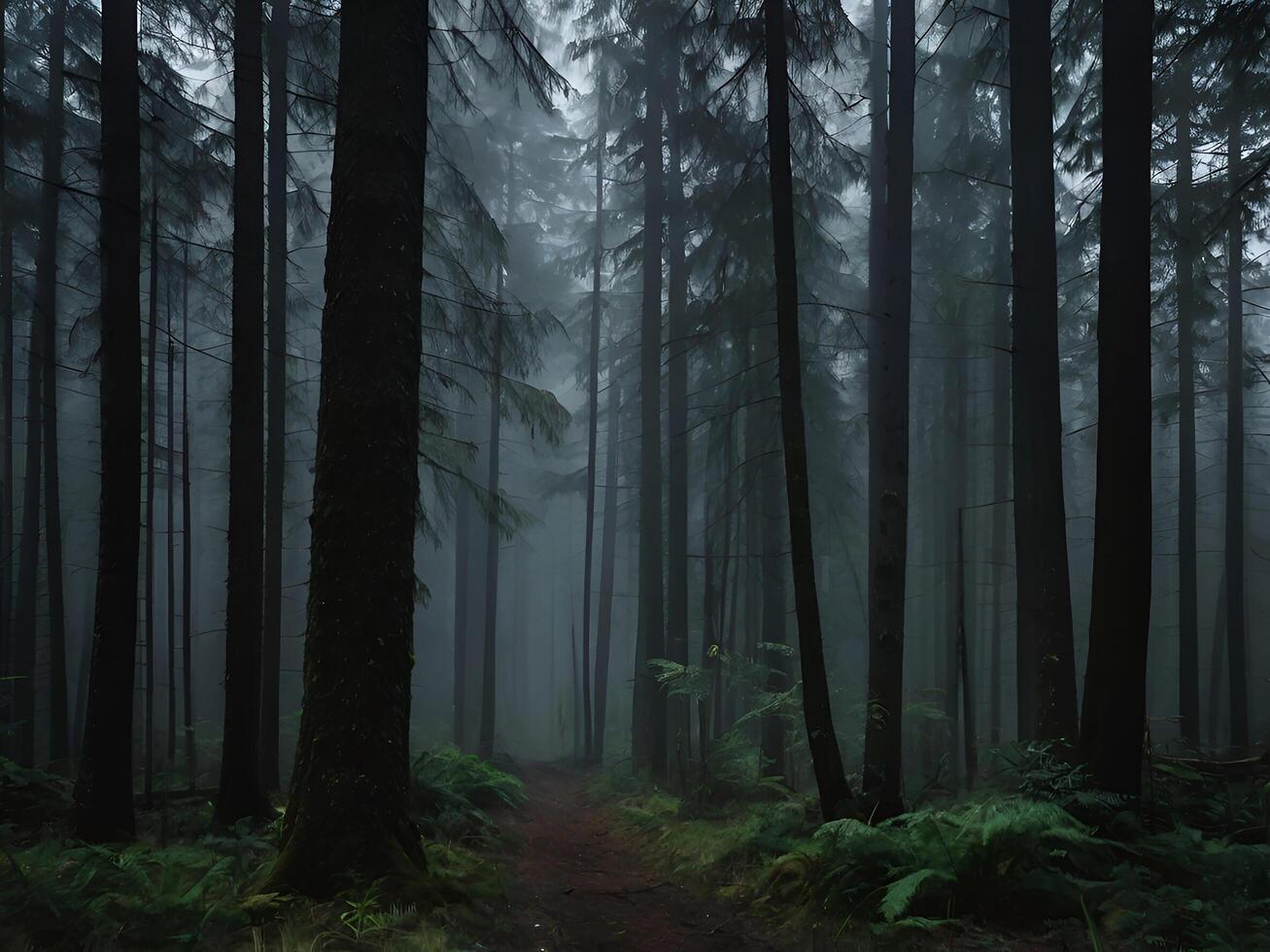 Dark forest landscape photo