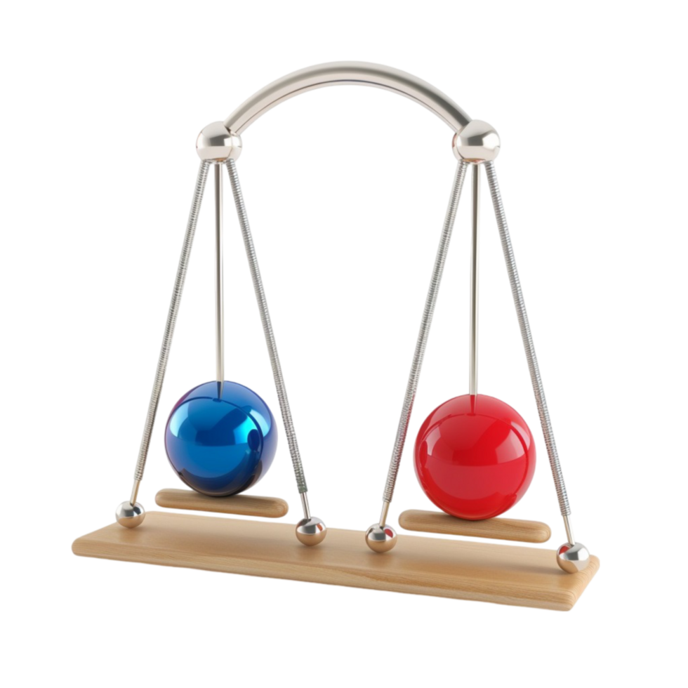 Balance Scale with Two Balls on Transparent Background png
