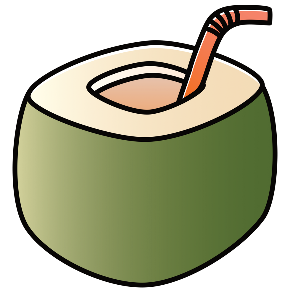 A Coconut Drinks transparent background in a Gradient Style Summer Beach concept, illustration png