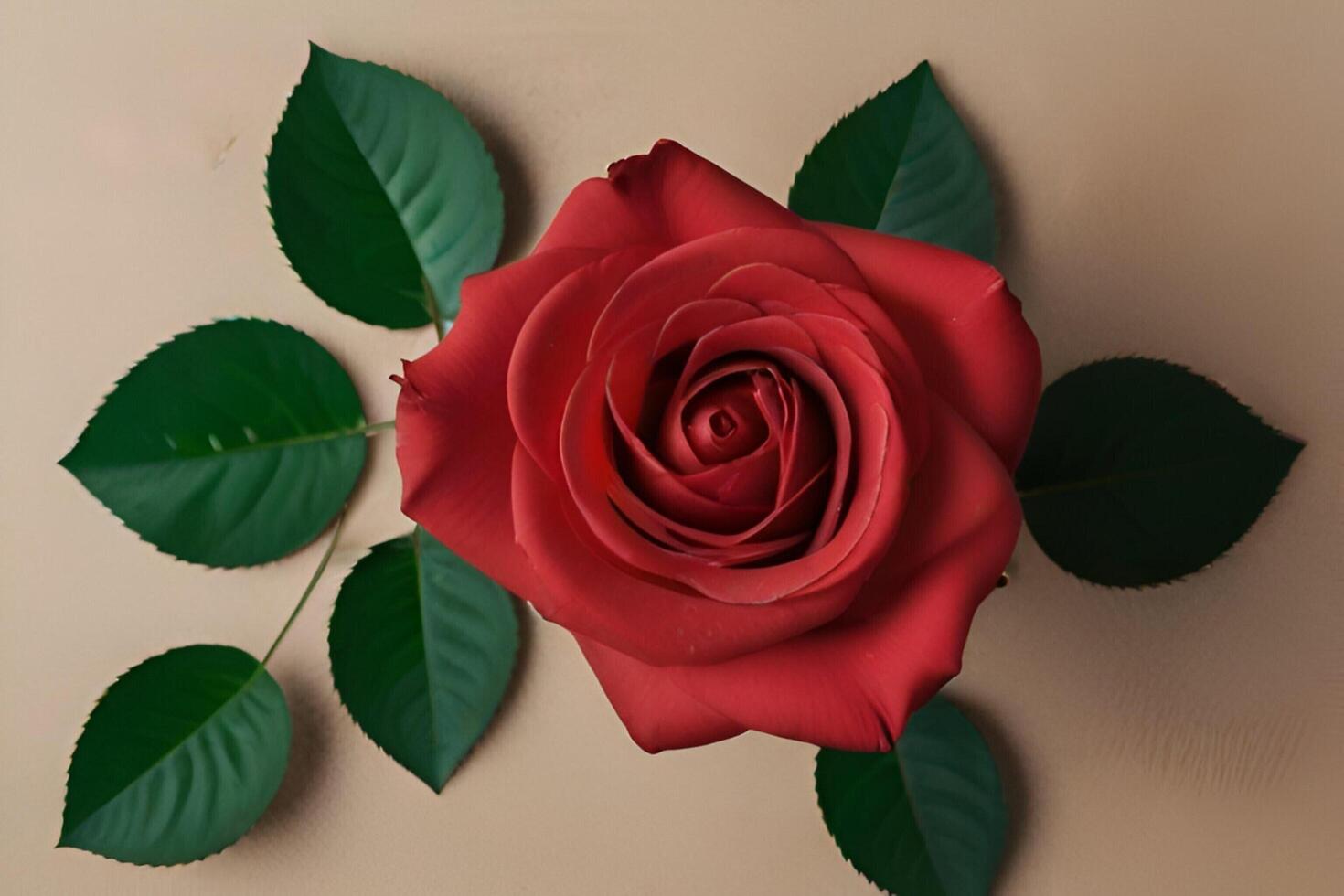 Red rose with leaf photo