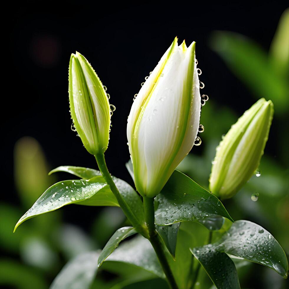 white lily flower bud photo