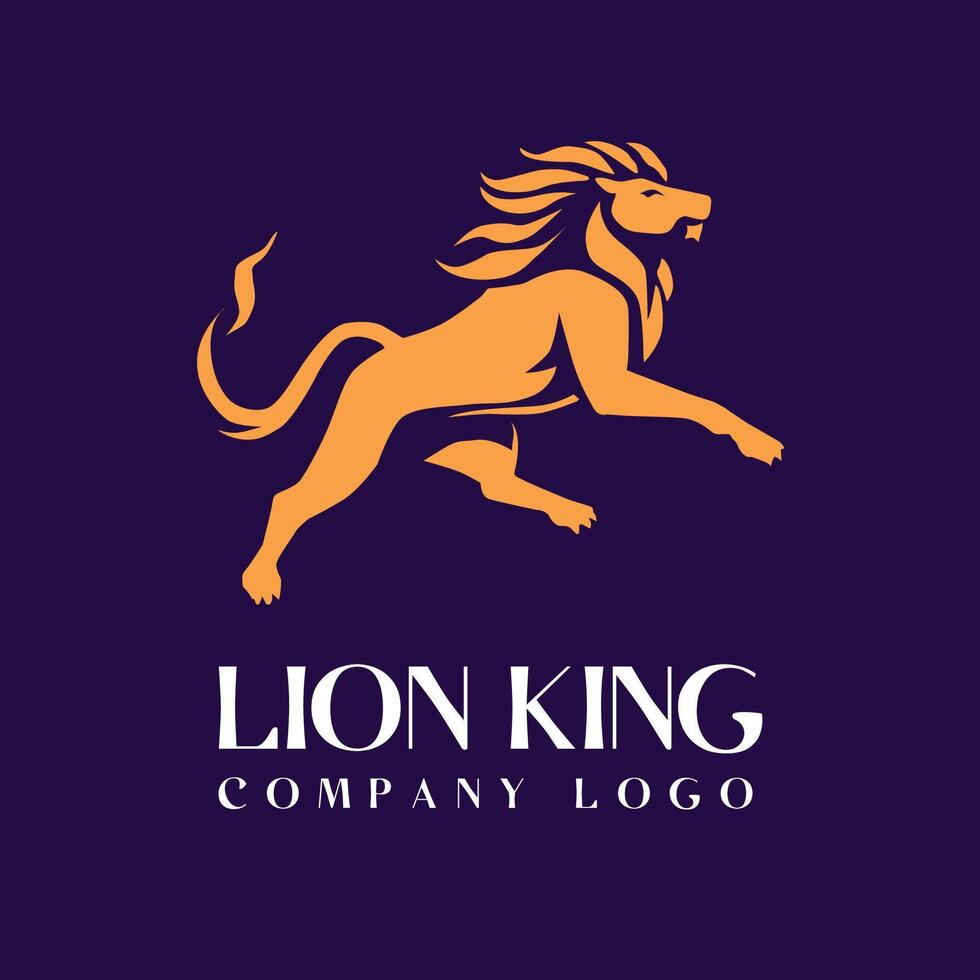 jumping lion king logo design vector