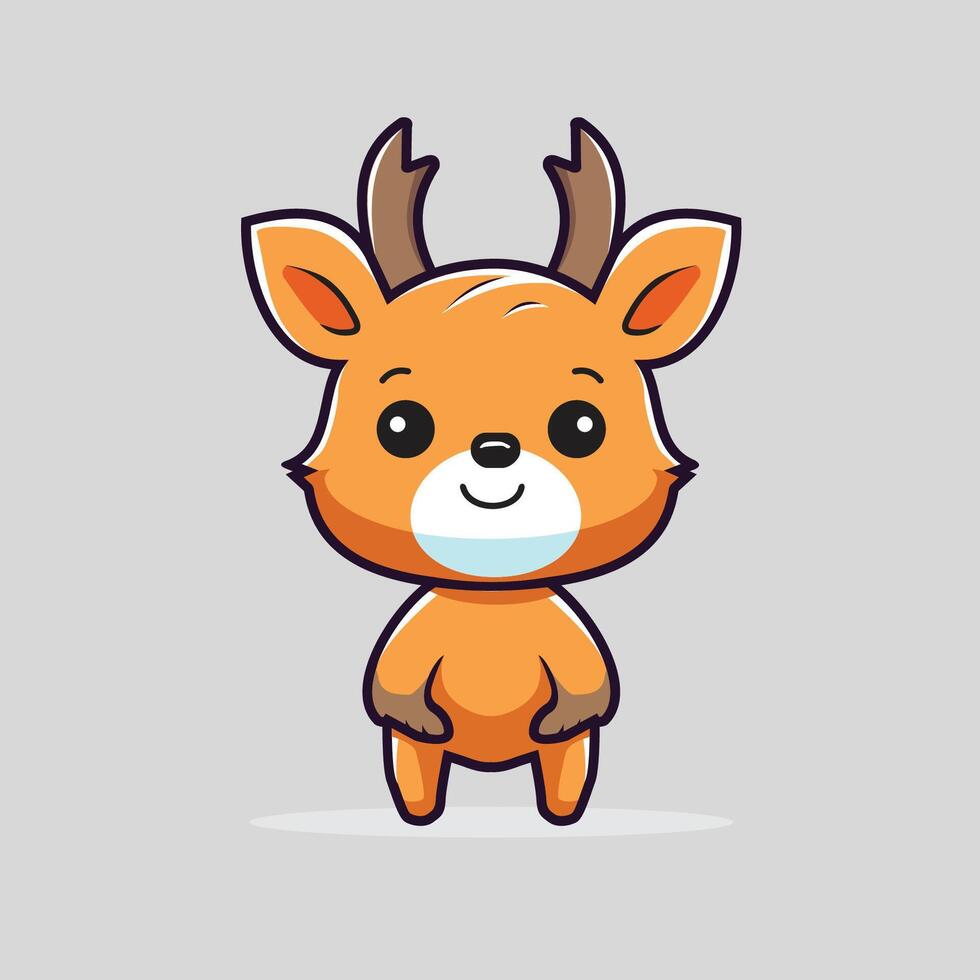 cute deer cartoon character illustration vector