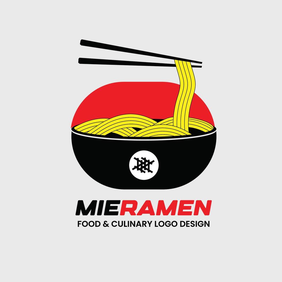 a logo for mie ramen food and noodle kitchen logo design vector
