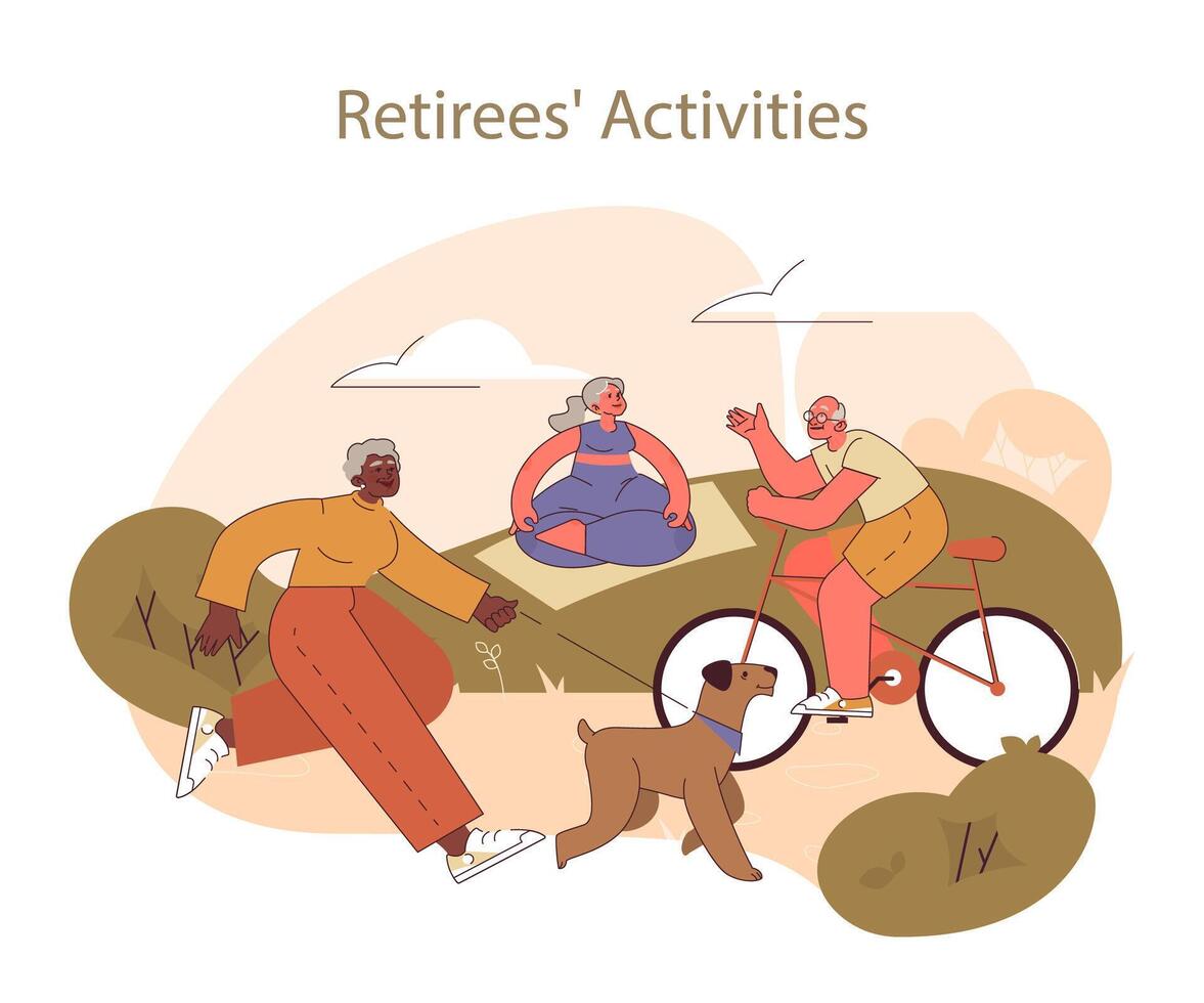 Retirees' Activities concept. vector
