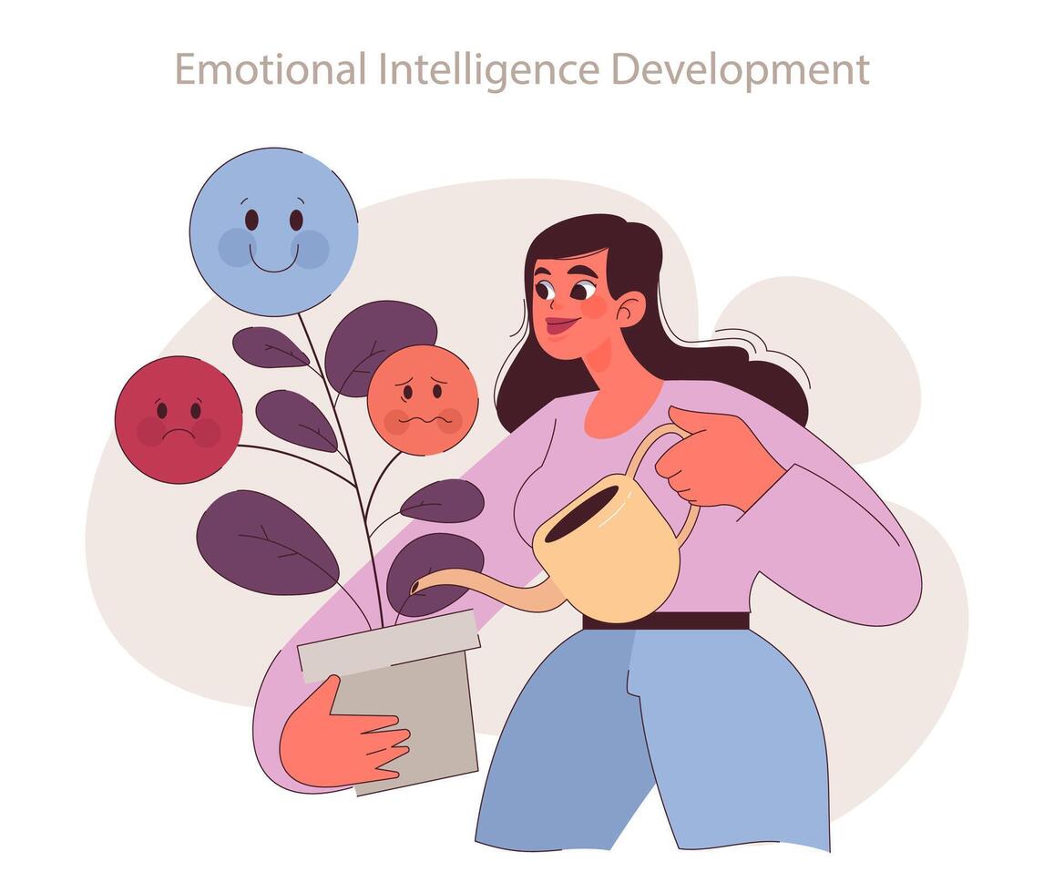 Emotional intelligence development concept. vector
