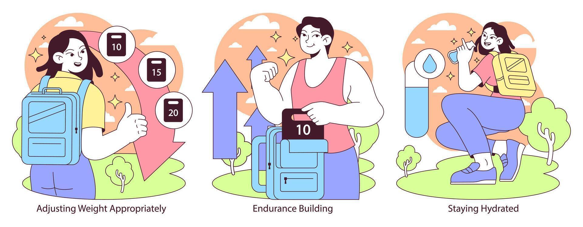 Rucking set. Flat illustration. vector