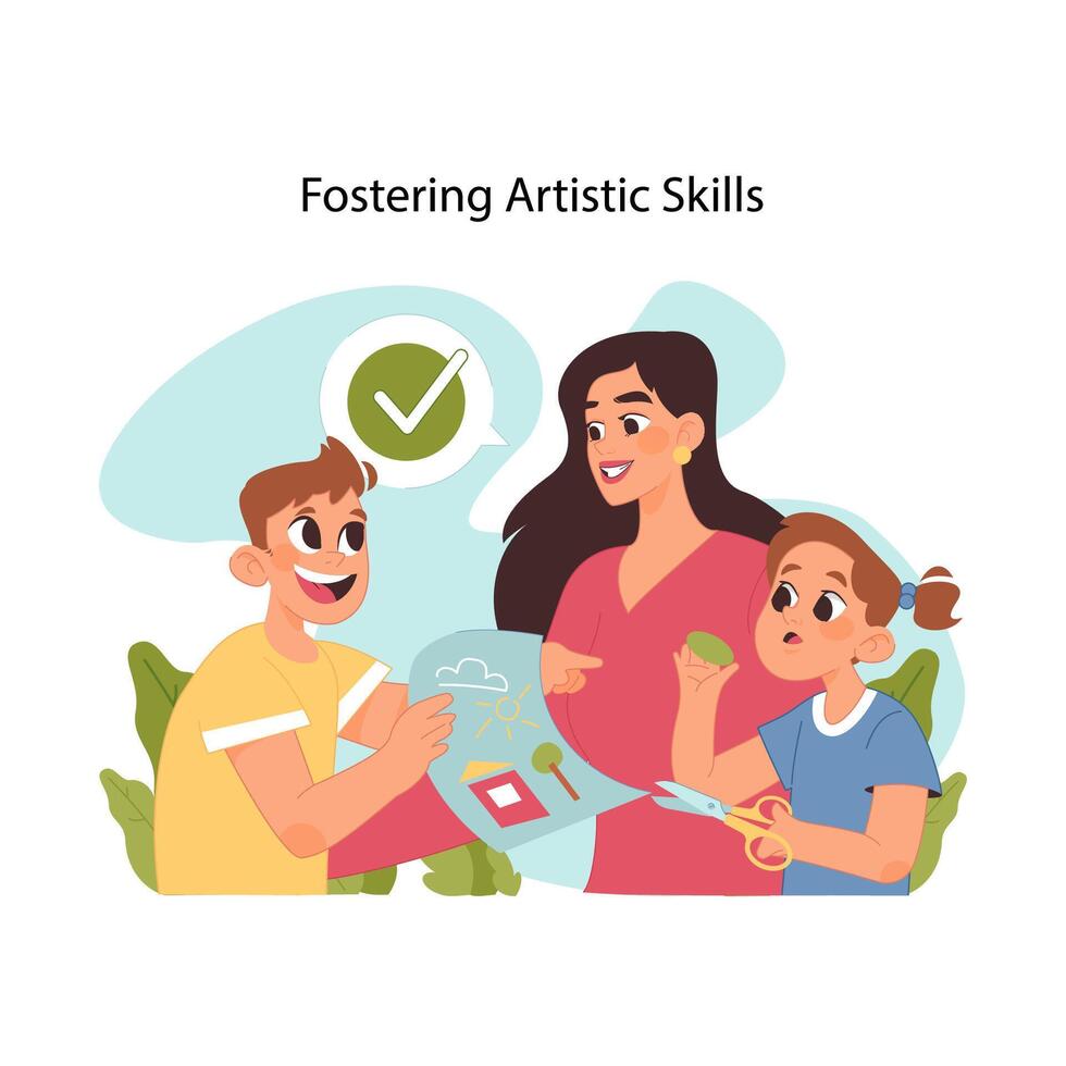 Artistic skills development. Flat illustration vector