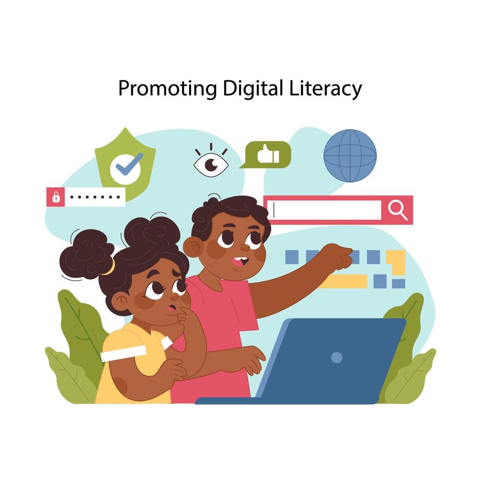 Digital literacy concept. Flat illustration vector