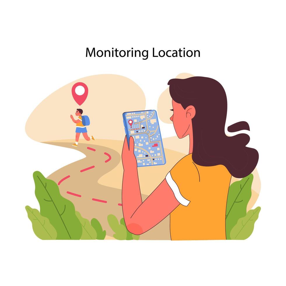 Monitoring location concept. Flat illustration vector