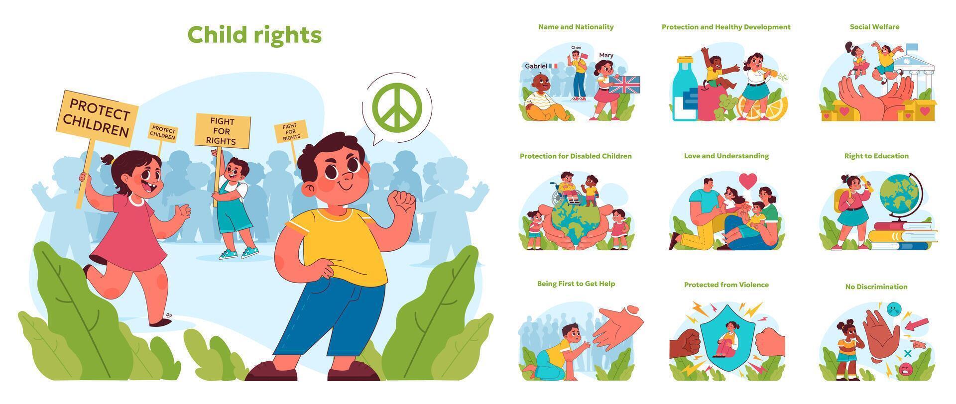Child rights set. illustration vector