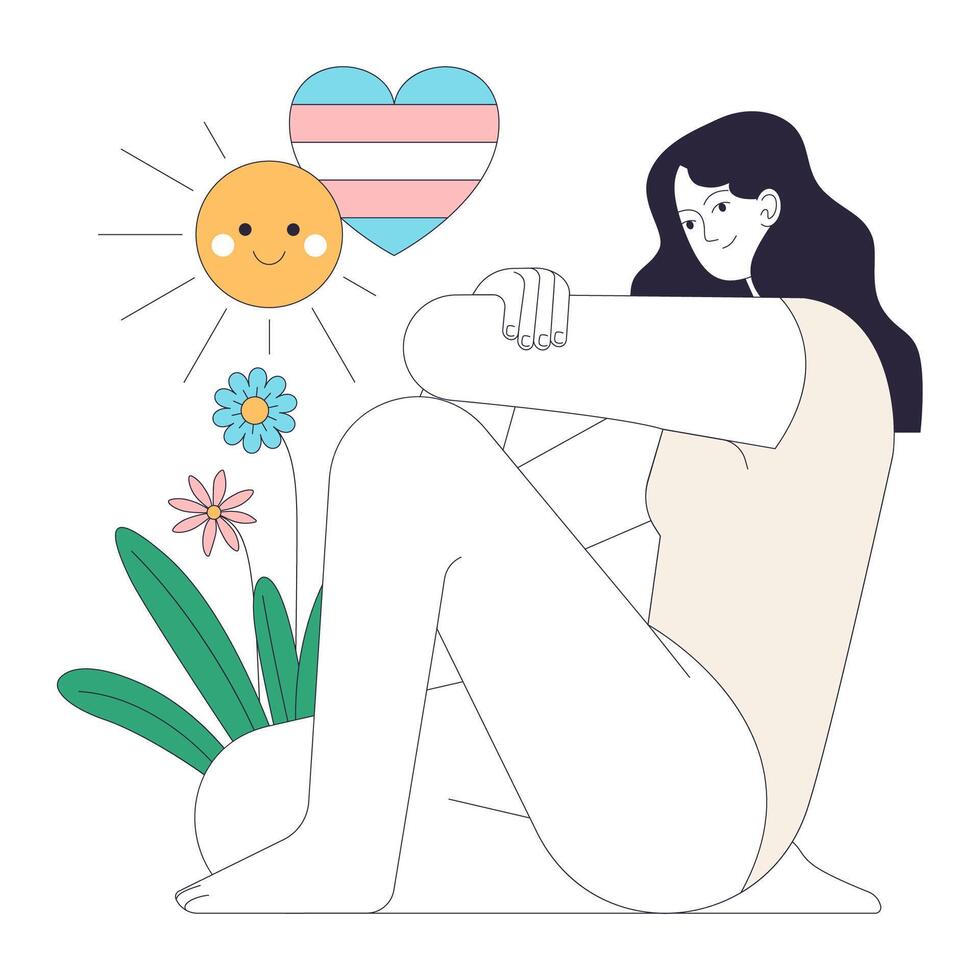 Transgender pride. Trans woman self-reflection and mental health awareness. vector
