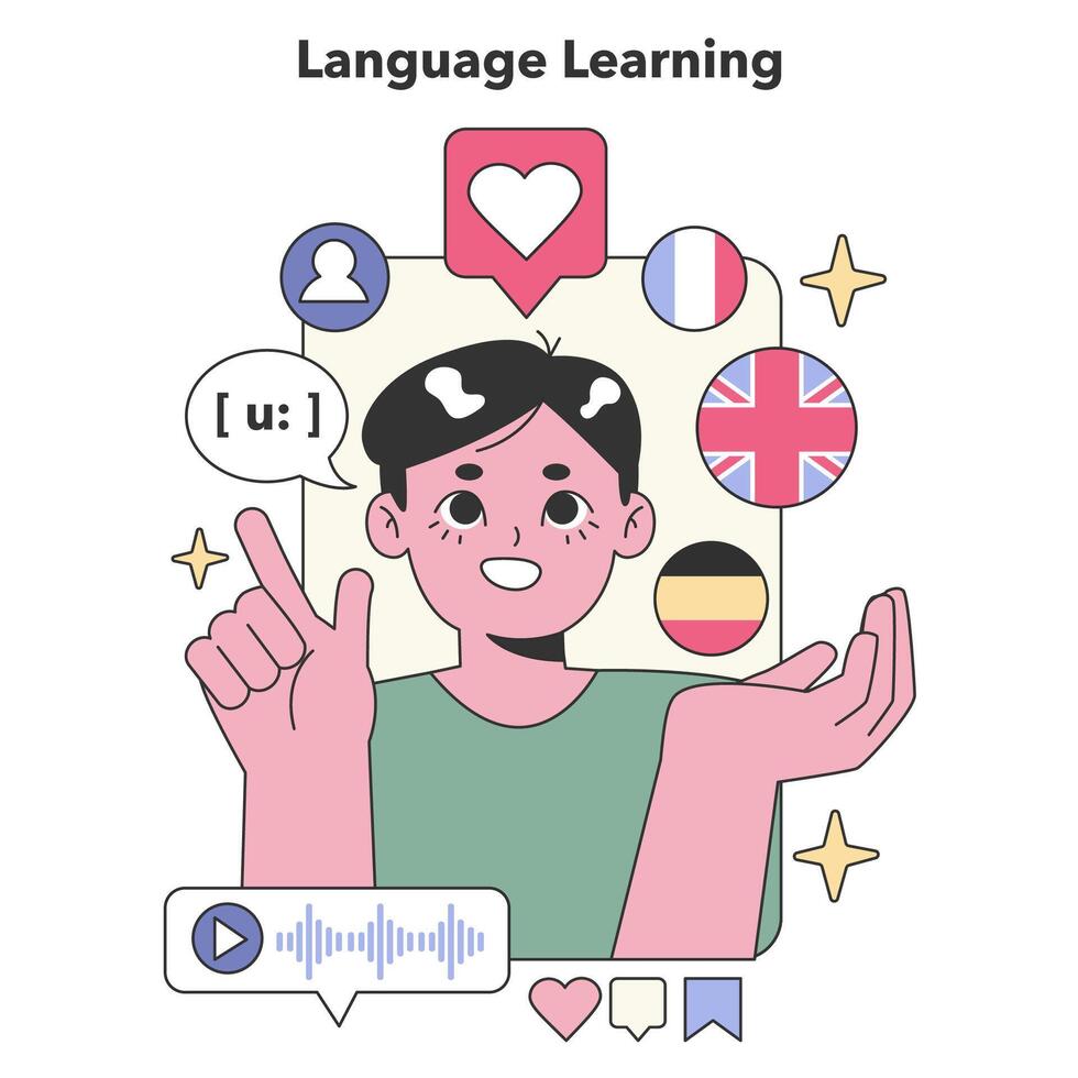 Language Learning concept. Flat illustration vector