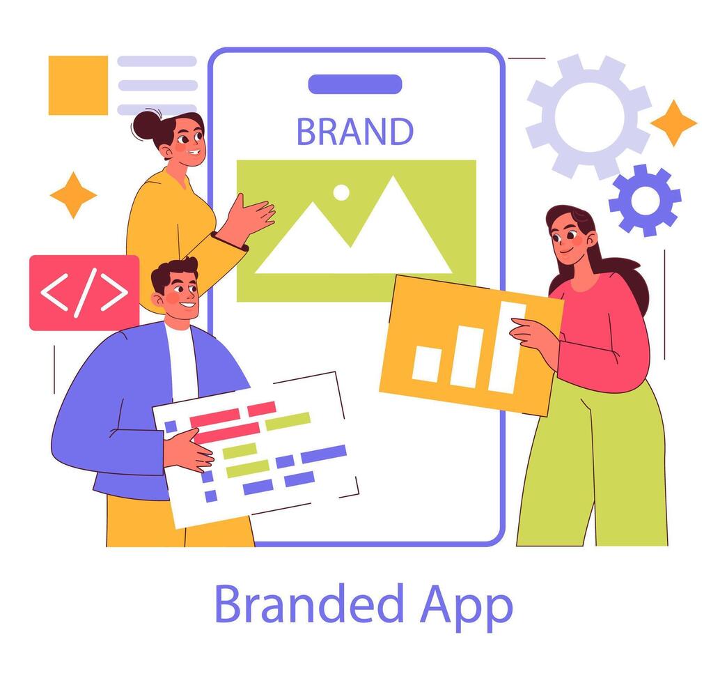 Branded App. Flat Illustration vector
