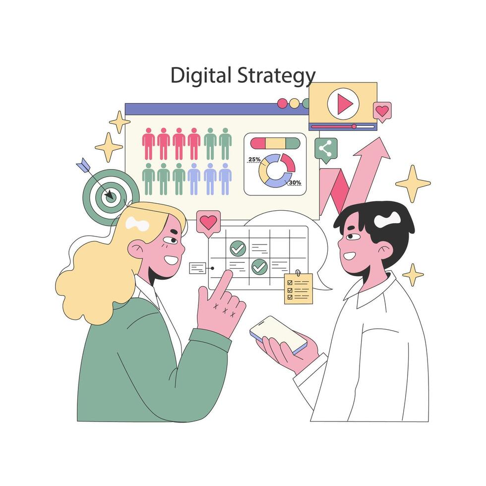 Digital Strategy. Flat Illustration vector